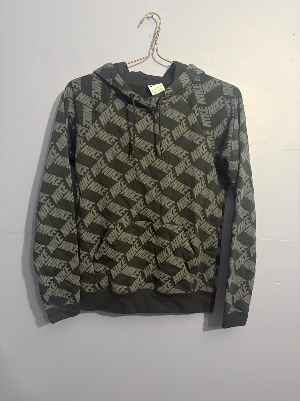 Nike black and grey All-Over Logo Pullover Hoodie